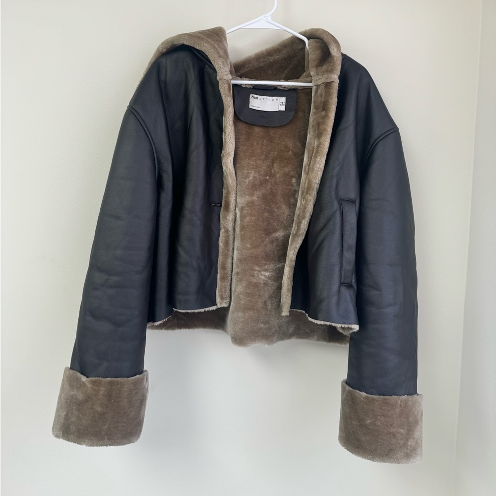 ASOS FUR LINED LEATHER JACKET WORE ONCE